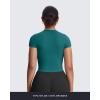 imageAoxjox Womens Short Sleeve TShirts GEO Baby Tee Workout Gym Yoga Crop TopDeep Lagoon