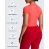 imageAoxjox Womens Short Sleeve TShirts GEO Baby Tee Workout Gym Yoga Crop TopFiery Coral