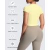 imageAoxjox Womens Short Sleeve TShirts GEO Baby Tee Workout Gym Yoga Crop TopPastel Yellow