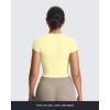 imageAoxjox Womens Short Sleeve TShirts GEO Baby Tee Workout Gym Yoga Crop TopPastel Yellow