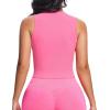 imageAoxjox Womens Sleeveless Tank Tops GEO Workout Gym Yoga Curve Longline Crop TopAzalea Pink