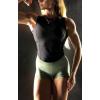 imageAoxjox Womens Sleeveless Tank Tops GEO Workout Gym Yoga Curve Longline Crop TopBlack