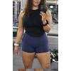 imageAoxjox Womens Sleeveless Tank Tops GEO Workout Gym Yoga Curve Longline Crop TopBlack