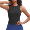 imageAoxjox Womens Sleeveless Tank Tops GEO Workout Gym Yoga Curve Longline Crop TopBlack