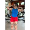 imageAoxjox Womens Sleeveless Tank Tops GEO Workout Gym Yoga Curve Longline Crop TopDirectoire Blue