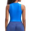 imageAoxjox Womens Sleeveless Tank Tops GEO Workout Gym Yoga Curve Longline Crop TopDirectoire Blue