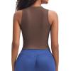 imageAoxjox Womens Sleeveless Tank Tops GEO Workout Gym Yoga Curve Longline Crop TopFudge Coffee