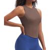 imageAoxjox Womens Sleeveless Tank Tops GEO Workout Gym Yoga Curve Longline Crop TopFudge Coffee
