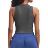 imageAoxjox Womens Sleeveless Tank Tops GEO Workout Gym Yoga Curve Longline Crop TopIron Grey