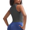 imageAoxjox Womens Sleeveless Tank Tops GEO Workout Gym Yoga Curve Longline Crop TopIron Grey