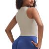 imageAoxjox Womens Sleeveless Tank Tops GEO Workout Gym Yoga Curve Longline Crop TopMink