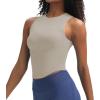 imageAoxjox Womens Sleeveless Tank Tops GEO Workout Gym Yoga Curve Longline Crop TopMink