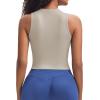 imageAoxjox Womens Sleeveless Tank Tops GEO Workout Gym Yoga Curve Longline Crop TopMink