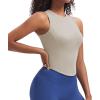 imageAoxjox Womens Sleeveless Tank Tops GEO Workout Gym Yoga Curve Longline Crop TopMink
