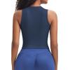 imageAoxjox Womens Sleeveless Tank Tops GEO Workout Gym Yoga Curve Longline Crop TopNavy