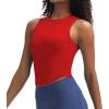 imageAoxjox Womens Sleeveless Tank Tops GEO Workout Gym Yoga Curve Longline Crop TopRacing Red