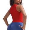 imageAoxjox Womens Sleeveless Tank Tops GEO Workout Gym Yoga Curve Longline Crop TopRacing Red