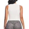 imageAoxjox Womens Sleeveless Tank Tops GEO Workout Gym Yoga Curve Longline Crop TopWhite