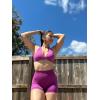 imageAoxjox Womens Workout Sports Bras Fitness Satara Low Impact Bra Yoga Crop TankCattleya Purple
