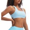 imageAoxjox Womens Workout Sports Bras Square Neck Emma Cross Back Fitness Training Gym Bra Yoga Crop TankAiry Blue