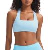 imageAoxjox Womens Workout Sports Bras Square Neck Emma Cross Back Fitness Training Gym Bra Yoga Crop TankAiry Blue