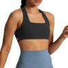 imageAoxjox Womens Workout Sports Bras Square Neck Emma Cross Back Fitness Training Gym Bra Yoga Crop TankBlack