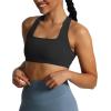 imageAoxjox Womens Workout Sports Bras Square Neck Emma Cross Back Fitness Training Gym Bra Yoga Crop TankBlack