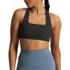 imageAoxjox Womens Workout Sports Bras Square Neck Emma Cross Back Fitness Training Gym Bra Yoga Crop TankBlack