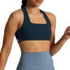 imageAoxjox Womens Workout Sports Bras Square Neck Emma Cross Back Fitness Training Gym Bra Yoga Crop TankBlueberry