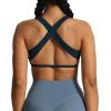 imageAoxjox Womens Workout Sports Bras Square Neck Emma Cross Back Fitness Training Gym Bra Yoga Crop TankBlueberry