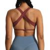 imageAoxjox Womens Workout Sports Bras Square Neck Emma Cross Back Fitness Training Gym Bra Yoga Crop TankBurgundy