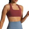 imageAoxjox Womens Workout Sports Bras Square Neck Emma Cross Back Fitness Training Gym Bra Yoga Crop TankBurgundy