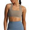 imageAoxjox Womens Workout Sports Bras Square Neck Emma Cross Back Fitness Training Gym Bra Yoga Crop TankDriftwood