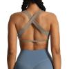 imageAoxjox Womens Workout Sports Bras Square Neck Emma Cross Back Fitness Training Gym Bra Yoga Crop TankDriftwood