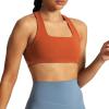 imageAoxjox Womens Workout Sports Bras Square Neck Emma Cross Back Fitness Training Gym Bra Yoga Crop TankEarthy Brown