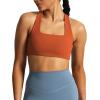imageAoxjox Womens Workout Sports Bras Square Neck Emma Cross Back Fitness Training Gym Bra Yoga Crop TankEarthy Brown