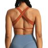 imageAoxjox Womens Workout Sports Bras Square Neck Emma Cross Back Fitness Training Gym Bra Yoga Crop TankEarthy Brown