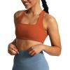 imageAoxjox Womens Workout Sports Bras Square Neck Emma Cross Back Fitness Training Gym Bra Yoga Crop TankEarthy Brown