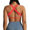 imageAoxjox Womens Workout Sports Bras Square Neck Emma Cross Back Fitness Training Gym Bra Yoga Crop TankFiery Coral