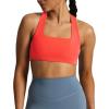 imageAoxjox Womens Workout Sports Bras Square Neck Emma Cross Back Fitness Training Gym Bra Yoga Crop TankFiery Coral