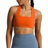 imageAoxjox Womens Workout Sports Bras Square Neck Emma Cross Back Fitness Training Gym Bra Yoga Crop TankFirecracker