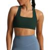 imageAoxjox Womens Workout Sports Bras Square Neck Emma Cross Back Fitness Training Gym Bra Yoga Crop TankForest Green