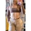imageAoxjox Womens Workout Sports Bras Square Neck Emma Cross Back Fitness Training Gym Bra Yoga Crop TankFudge Coffee