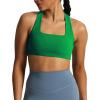 imageAoxjox Womens Workout Sports Bras Square Neck Emma Cross Back Fitness Training Gym Bra Yoga Crop TankJolly Green