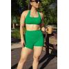 imageAoxjox Womens Workout Sports Bras Square Neck Emma Cross Back Fitness Training Gym Bra Yoga Crop TankJolly Green