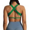 imageAoxjox Womens Workout Sports Bras Square Neck Emma Cross Back Fitness Training Gym Bra Yoga Crop TankJolly Green