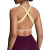 imageAoxjox Womens Workout Sports Bras Square Neck Emma Cross Back Fitness Training Gym Bra Yoga Crop TankPastel Yellow
