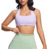 imageAoxjox Womens Workout Sports Bras Square Neck Emma Cross Back Fitness Training Gym Bra Yoga Crop TankPurple Heather