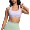 imageAoxjox Womens Workout Sports Bras Square Neck Emma Cross Back Fitness Training Gym Bra Yoga Crop TankPurple Heather