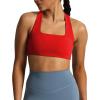 imageAoxjox Womens Workout Sports Bras Square Neck Emma Cross Back Fitness Training Gym Bra Yoga Crop TankRacing Red